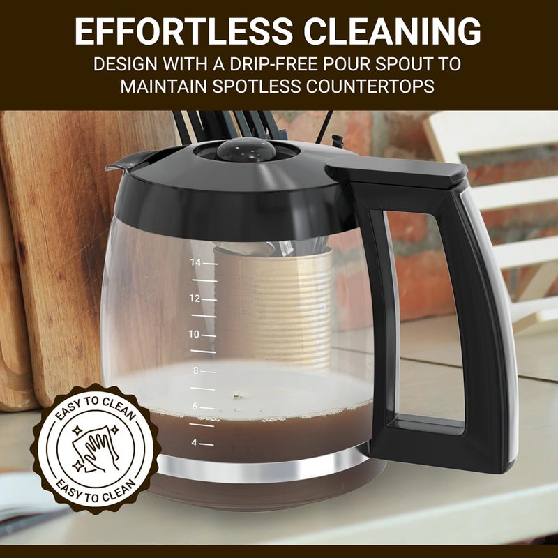COSPARX 14-Cup Replacement Carafe Compatible with Cuisinart Coffeemakers: DCC-2200, DCC-2600, DCC-2800, DCC-3200, DCC 3200P1 Model# DCC-2200RC - Image 4